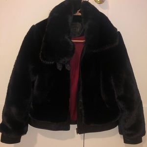 Faux black fur jacket